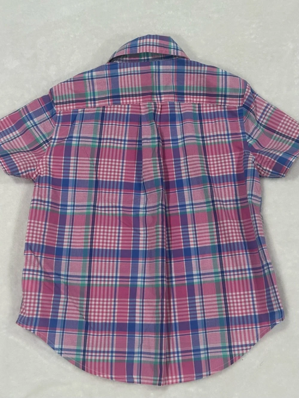 Ralph Lauren shirt button down pink plaid kid toddler boy 3T short sleeve preppy